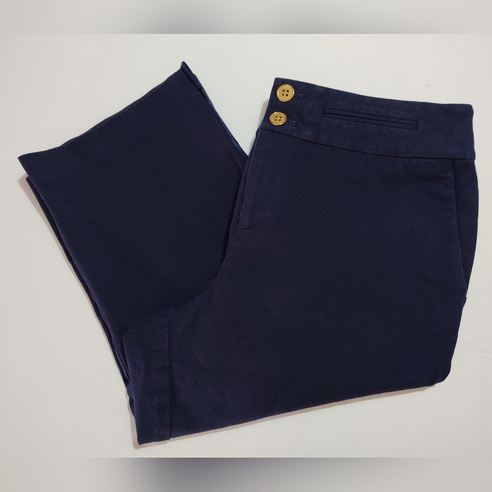 LRL The Cliffs Capri Crop Pants Sz 10P Navy Blue